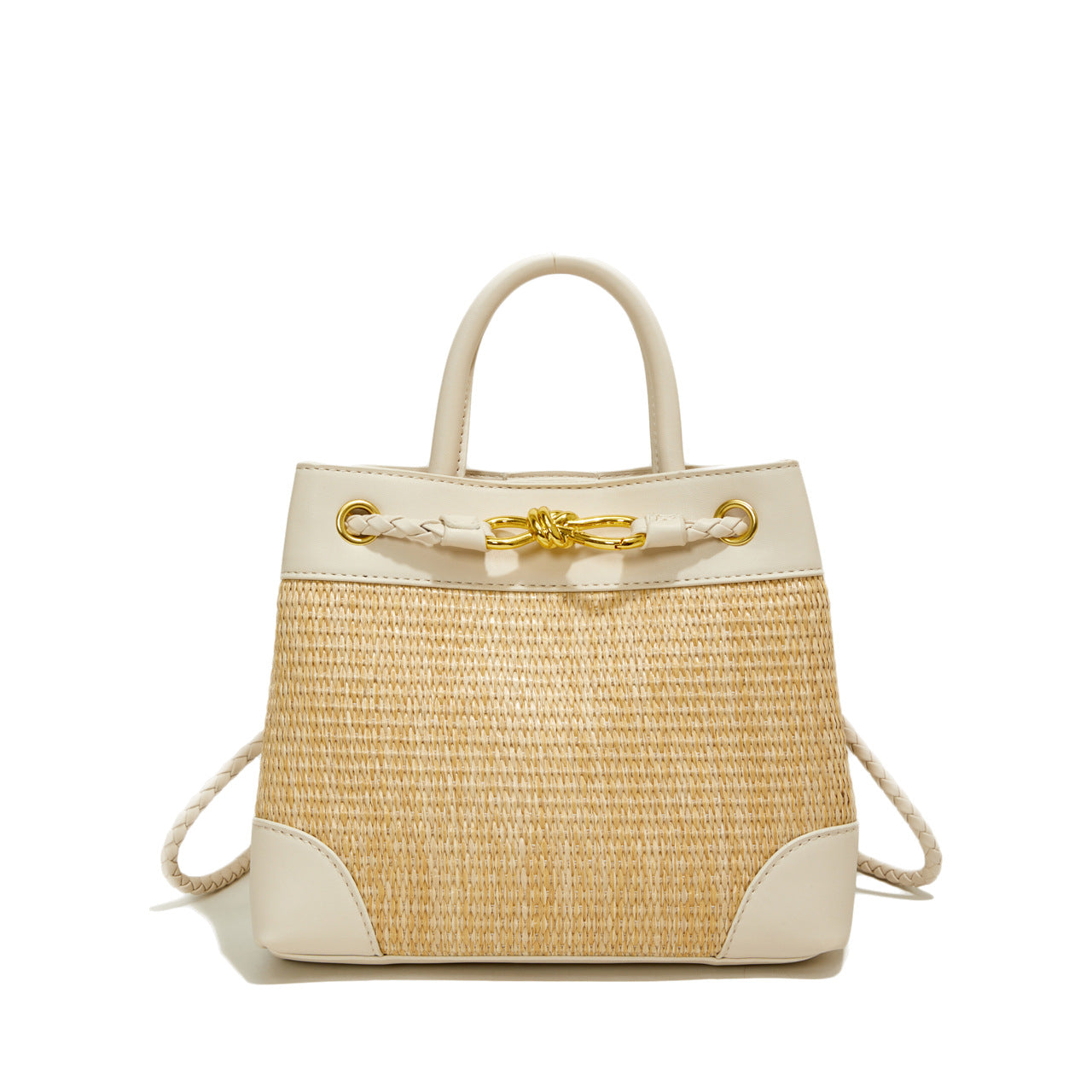 Patterned Straw Shoulder Bag