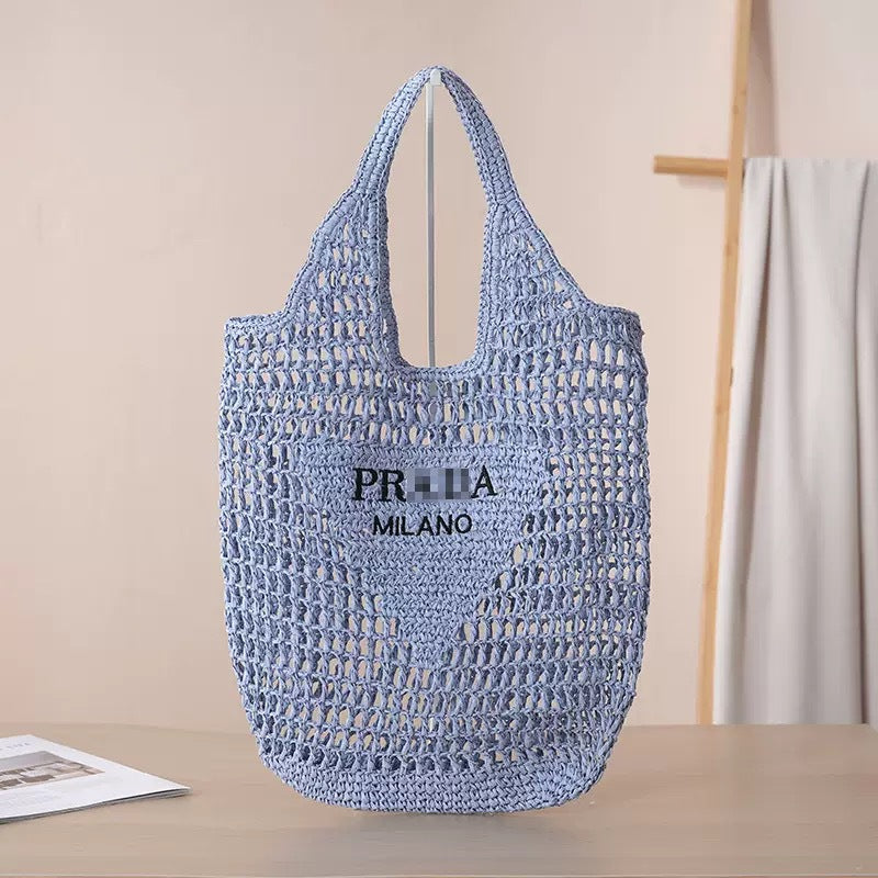 Embroidered Crochet Beach Bag