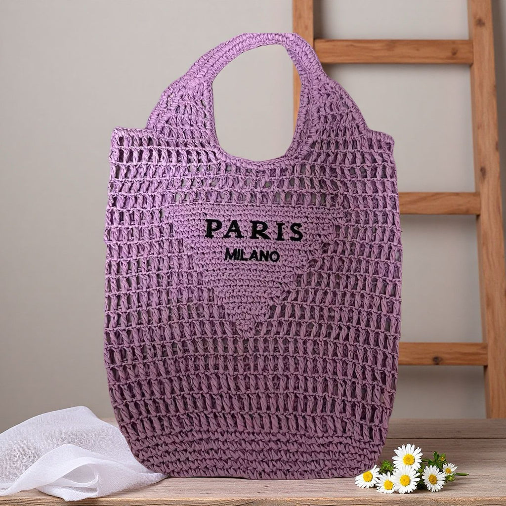Embroidered Crochet Beach Bag