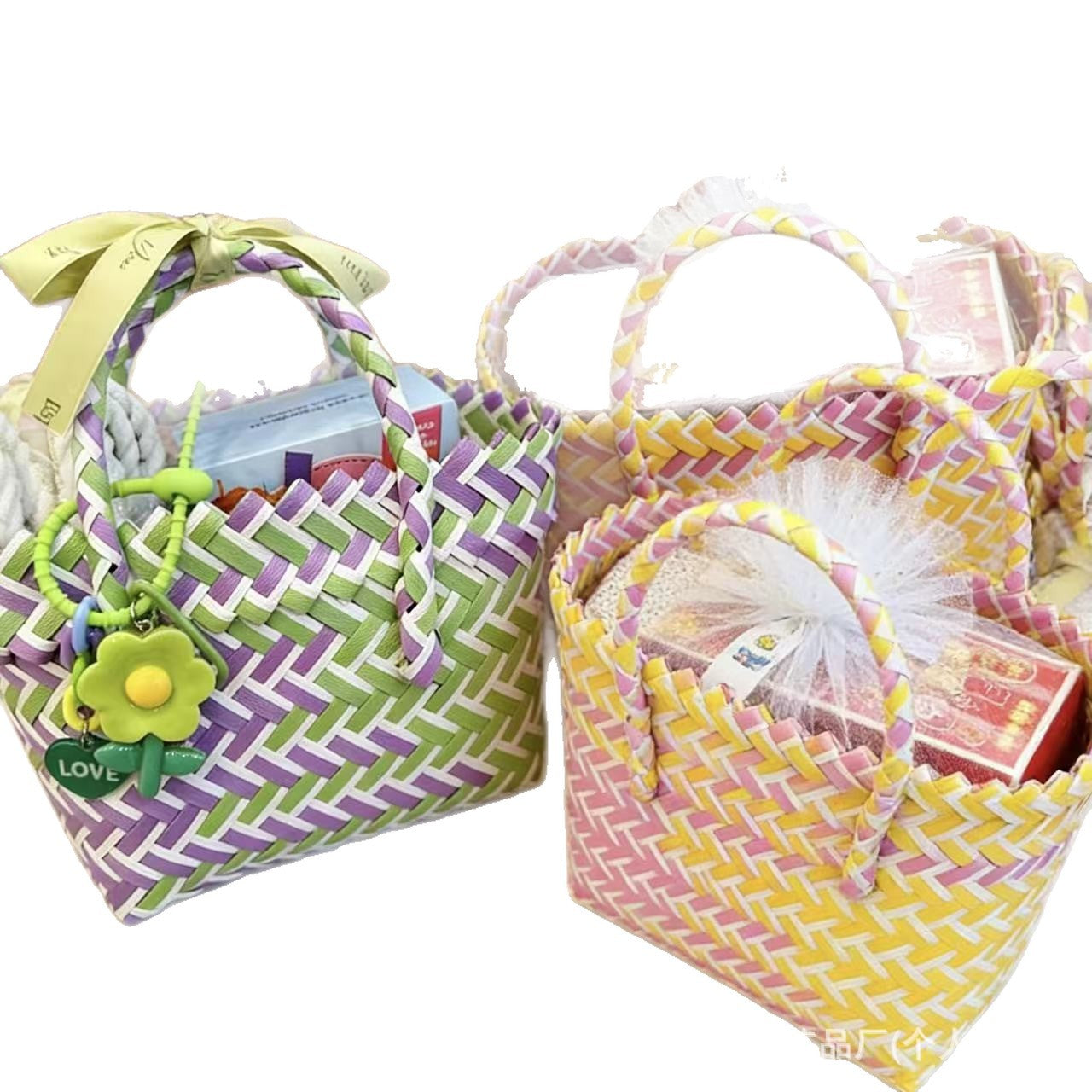 Colorblock Mini Woven Handbag