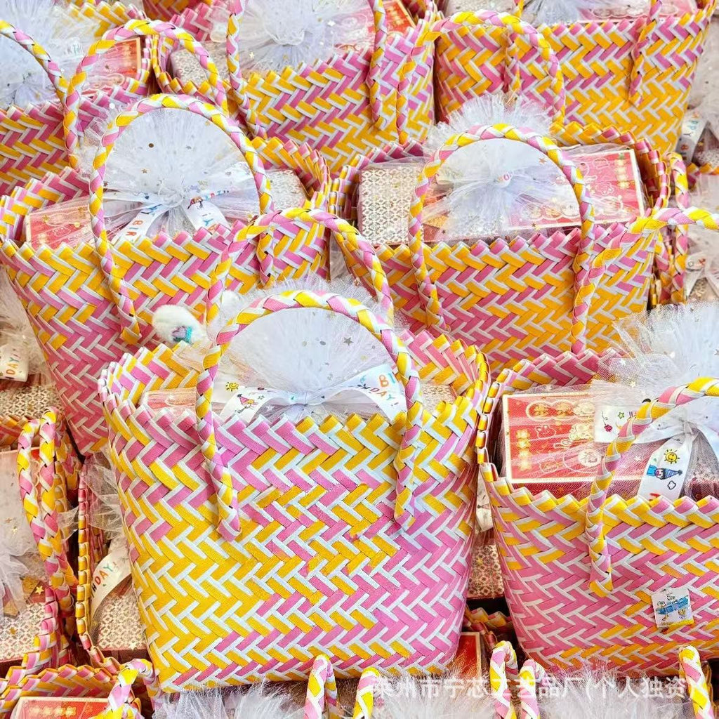 Colorblock Mini Woven Handbag