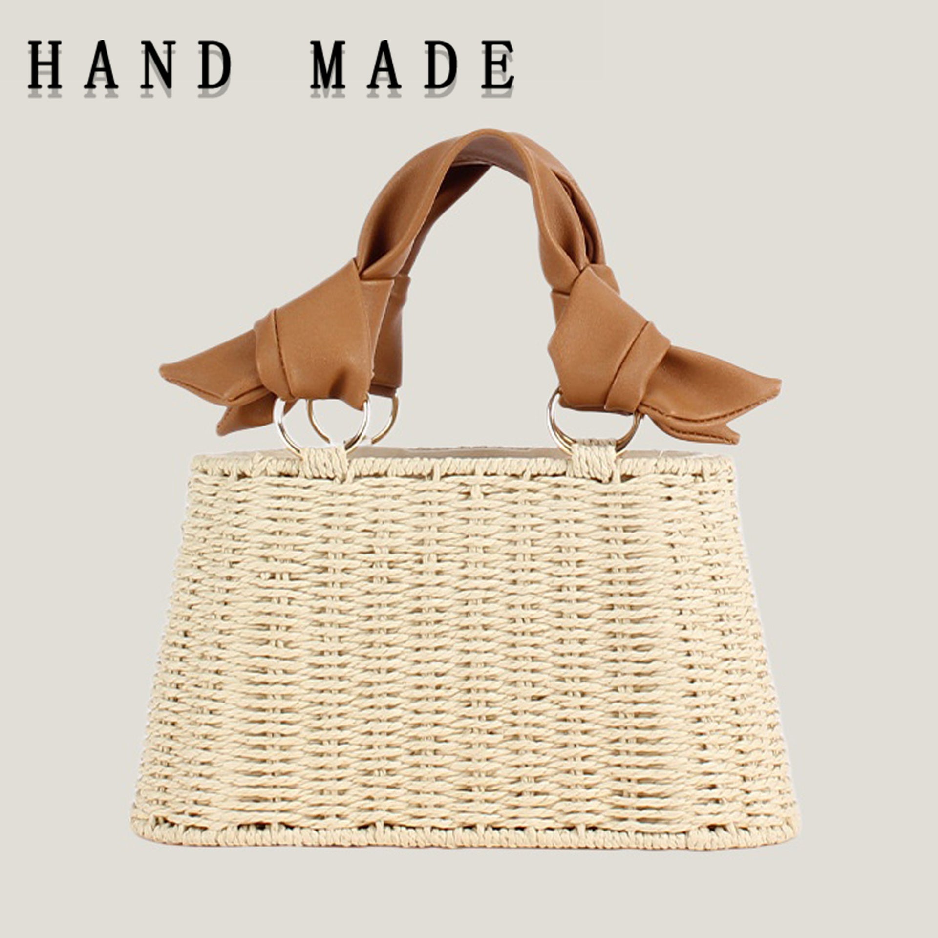 PU Straw Casual Tote Bag