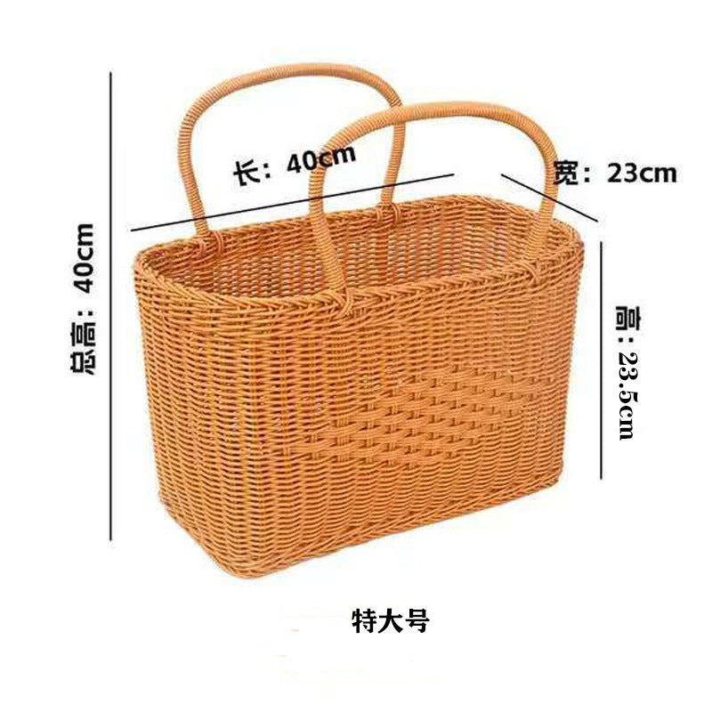 藤编收纳筐手提购物篮子户外野餐篮收纳篮带盖礼品买菜篮子水果筐