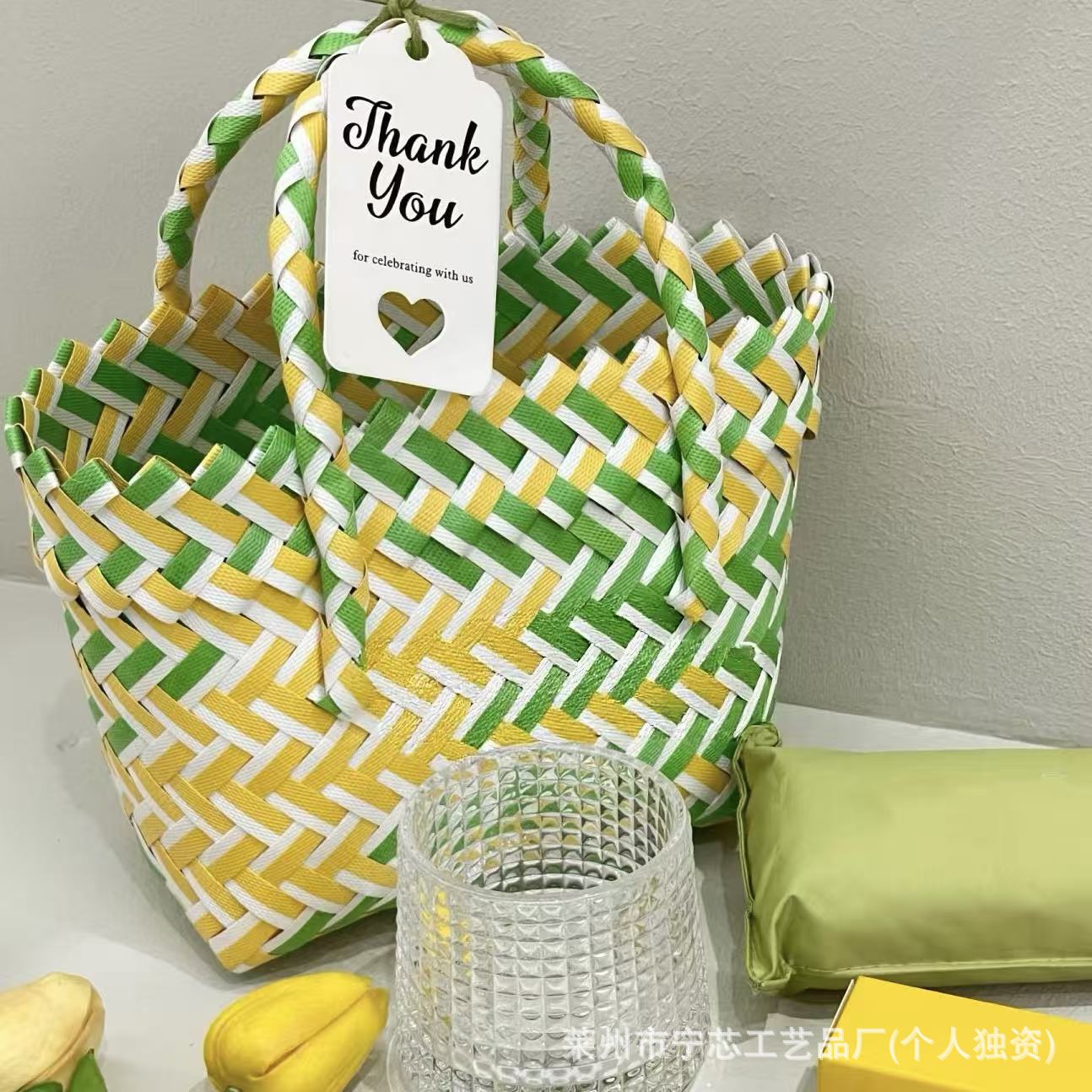 Colorblock Mini Woven Handbag