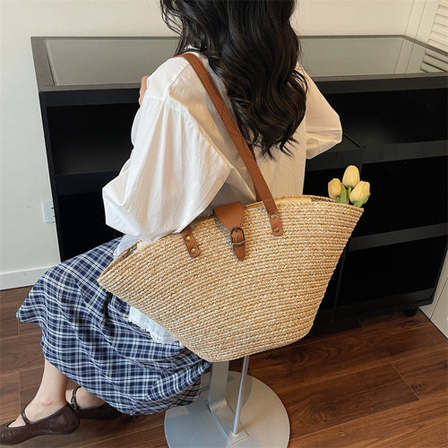 Brown Retro Woven Tote