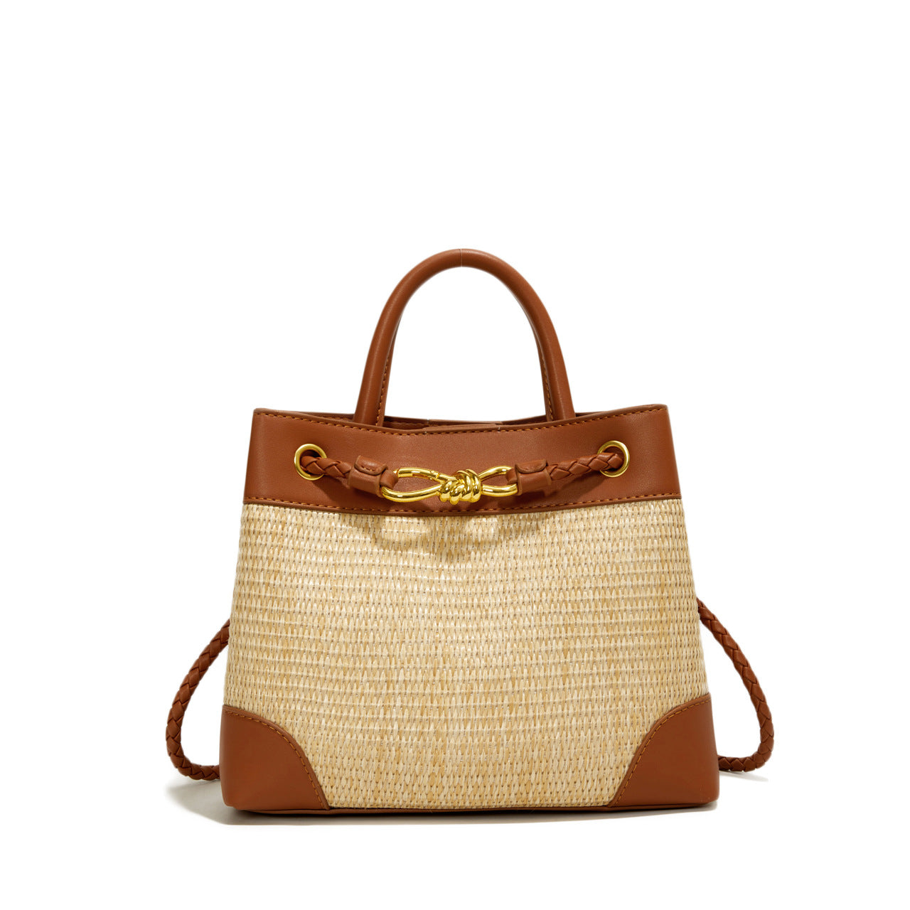 Patterned Straw Shoulder Bag
