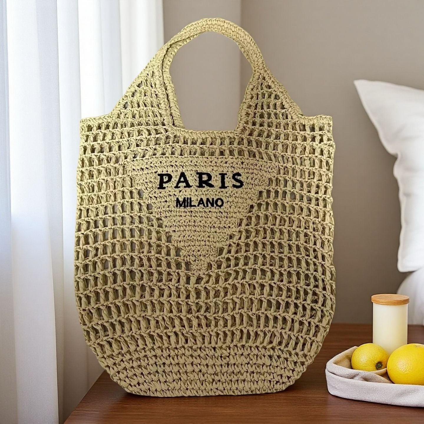 Embroidered Crochet Beach Bag