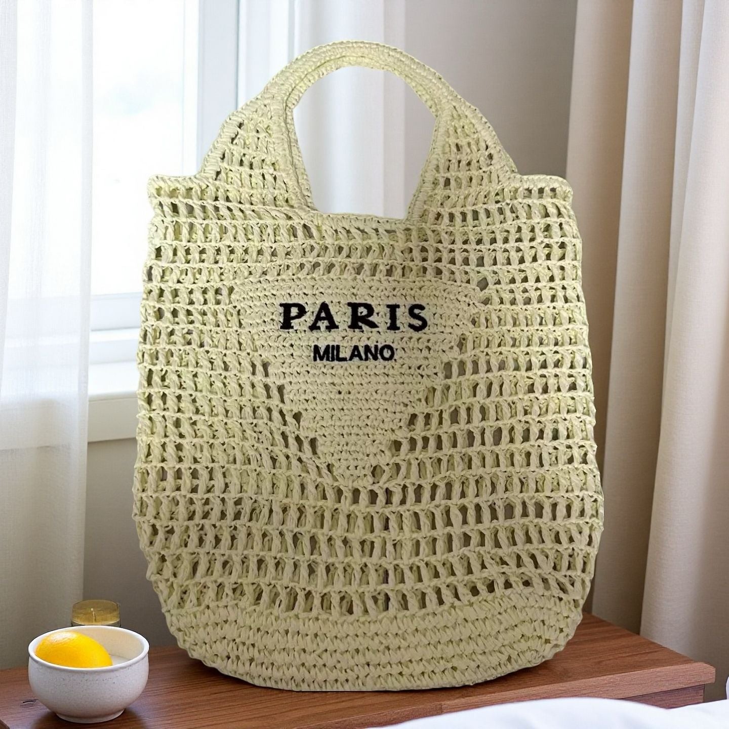 Embroidered Crochet Beach Bag