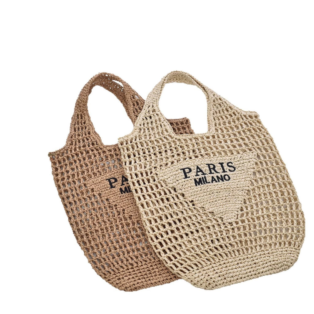 Embroidered Crochet Beach Bag