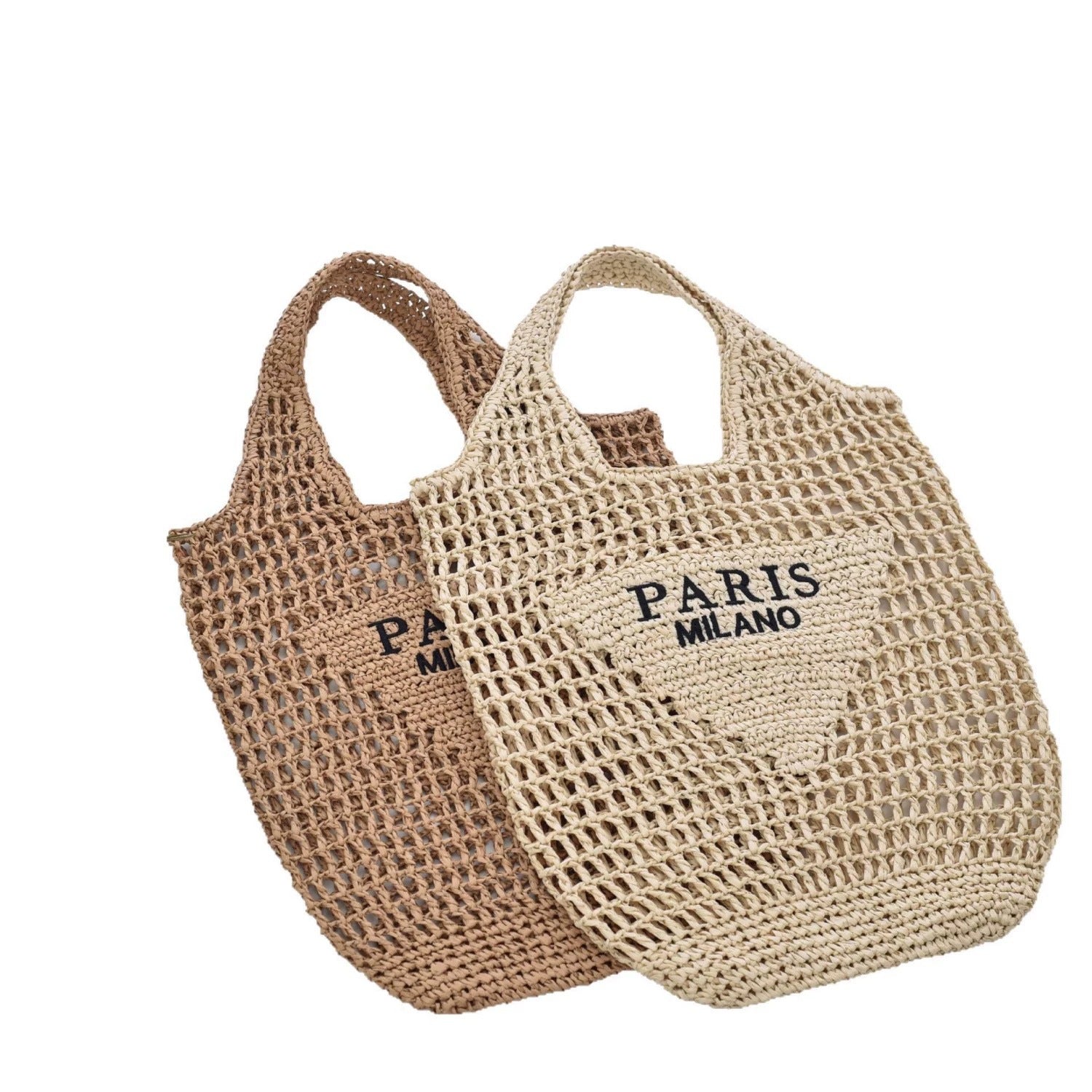 Embroidered Crochet Beach Bag