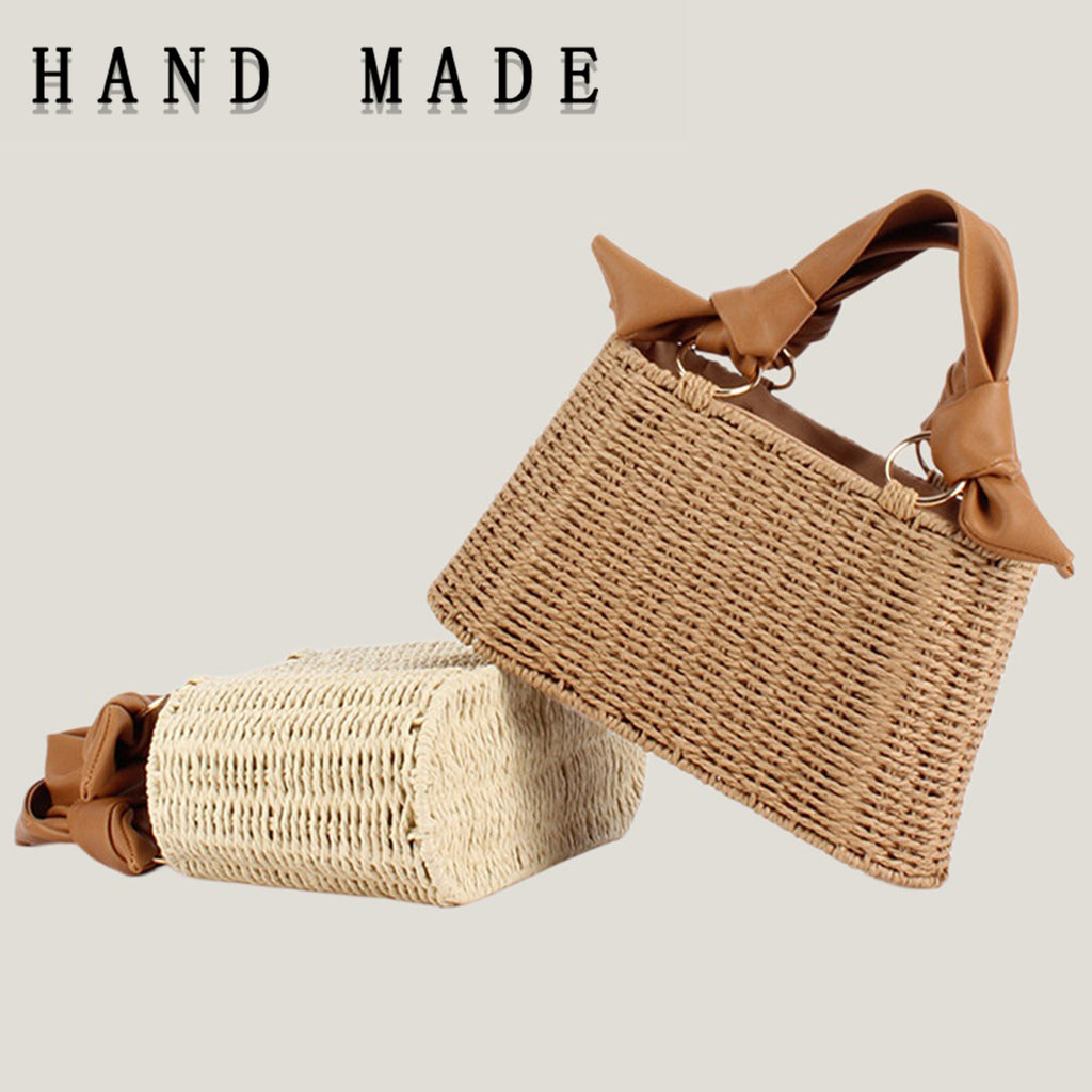 PU Straw Casual Tote Bag