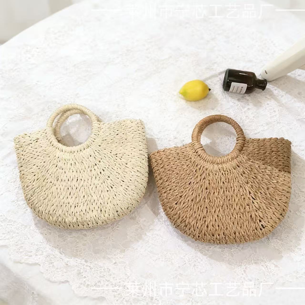 French Straw Woven Tote Bag