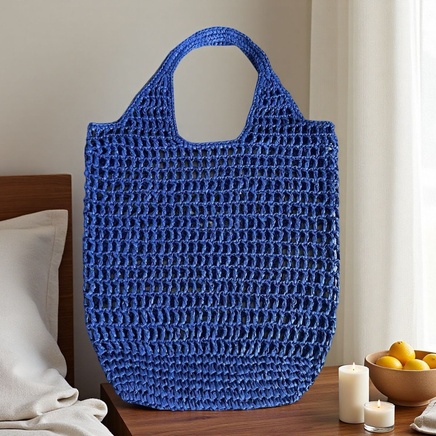 Embroidered Crochet Beach Bag