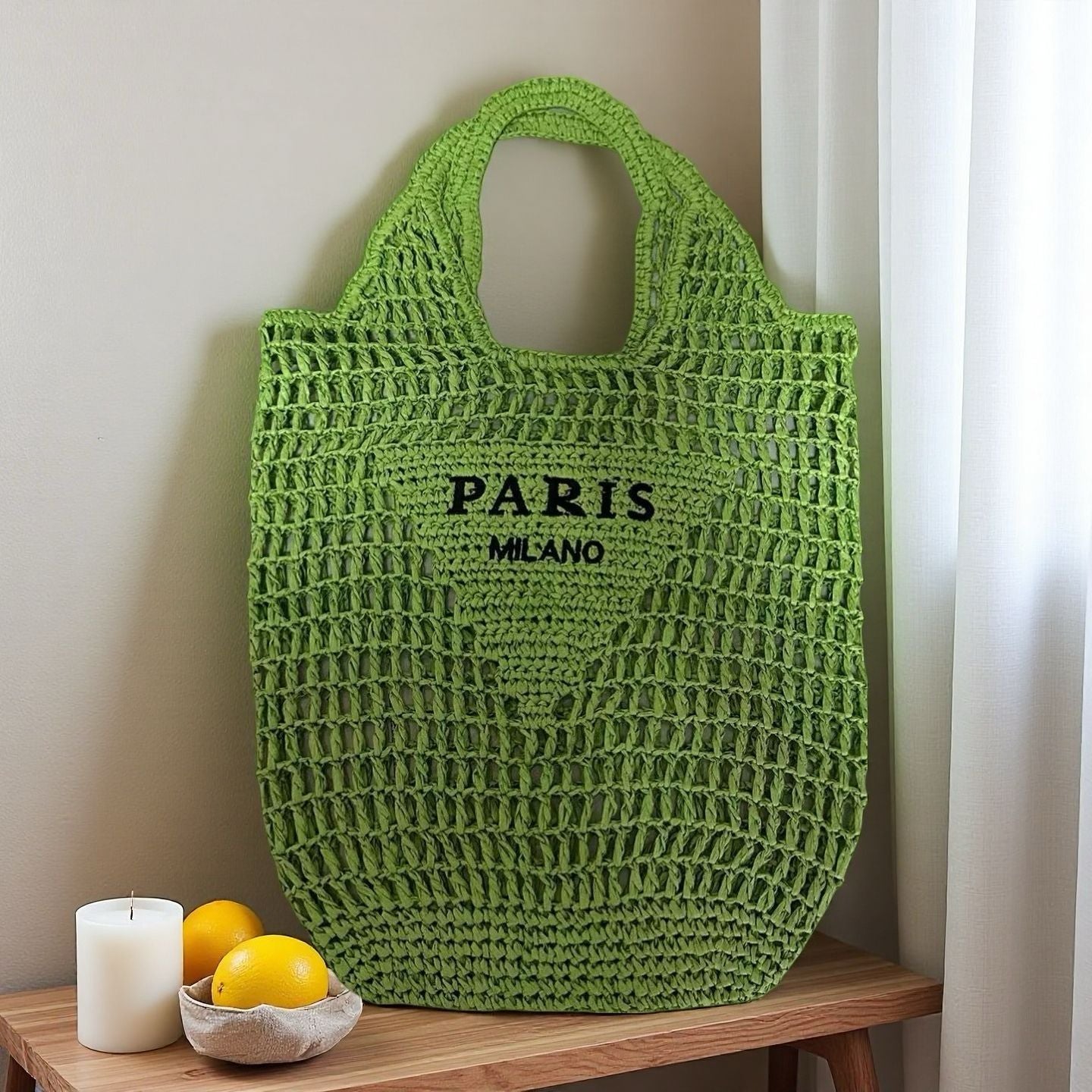 Embroidered Crochet Beach Bag