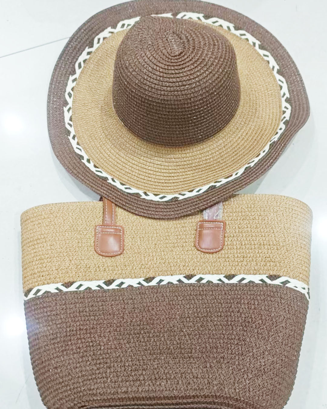 Large Striped Woven Tote Bag
