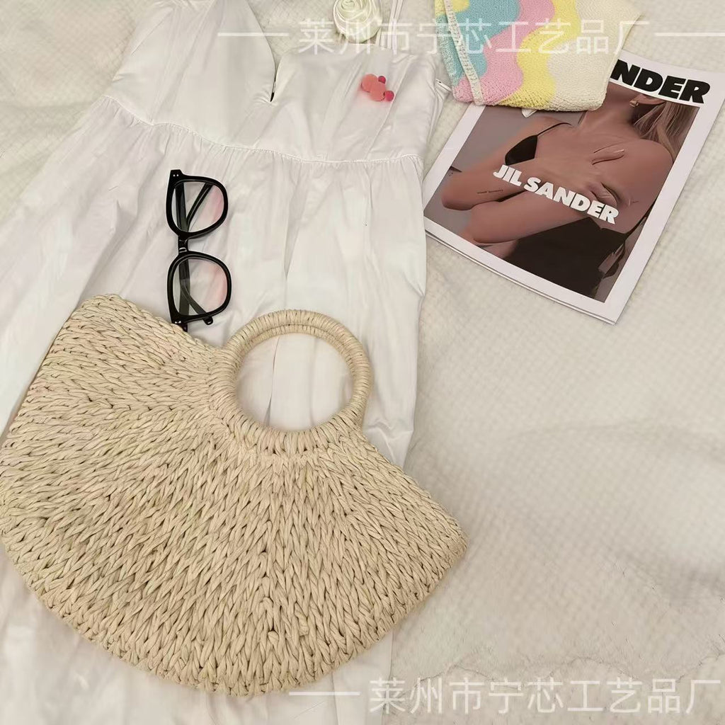 French Straw Woven Tote Bag